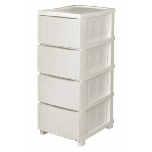 Комод R-plastic Ротанг 4-яр белый