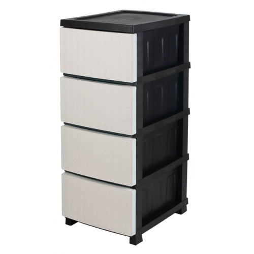 Комод R-plastic Ротанг 4-яр в коробці кремовий+чорний
