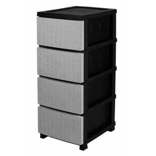 Комод R-plastic Ротанг 4-яр в коробке серо-черный