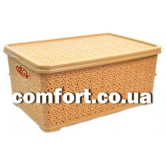 Корзина Basket 7л с крышкой Мереживо бежевый