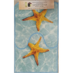 Коврик 2-й набор Клеопатра с рисунком 57х90 Таба голубой мрамор+морская звезда 