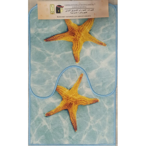 Коврик 2-й набор Клеопатра с рисунком 57х90 Таба голубой мрамор+морская звезда 