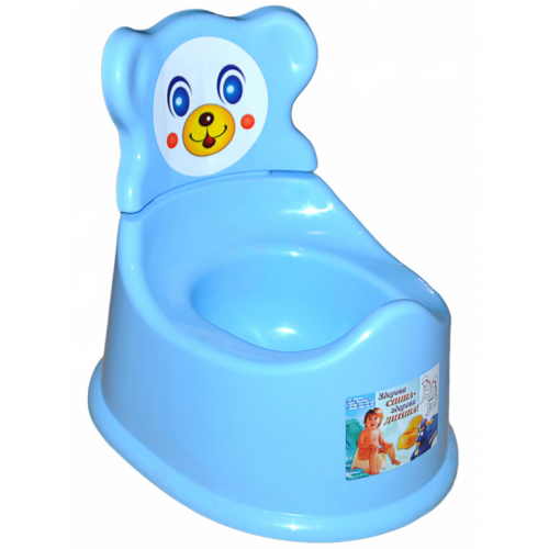 Горшок детский со спинкой ушки голубой
