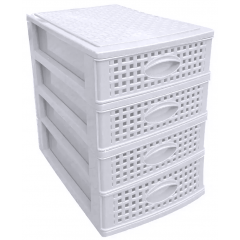 Комодик мини плетенка 4-яр белый