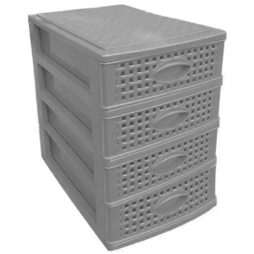 Комодик мини плетенка 4-яр металлик