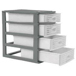 Комодик мини плетенка 4-яр серый