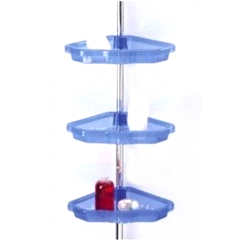 Полка на розпірці Роза-Нова кутова 4-яр в коробці блакитний прозорий