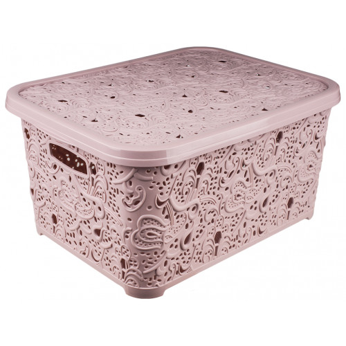 Корзина Ажур Эфе №3  23л с крышкой пудра