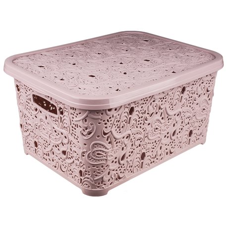 Корзина Ажур Эфе №1  5,0л с крышкой пудра