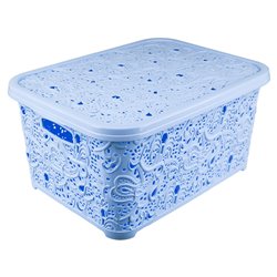 Корзина Ажур Эфе №1  5,0л с крышкой голубой