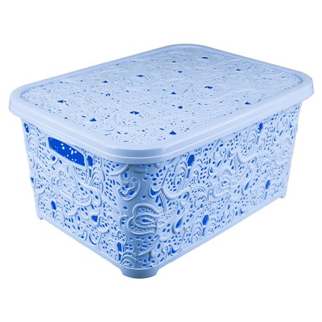 Корзина Ажур Эфе №1  5,0л с крышкой голубой