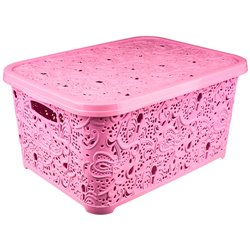 Кошик Ажур Эфе 5,0л №1 з кришкою рожевий