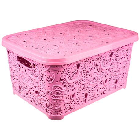 Корзина Ажур Эфе №1  5,0л с крышкой розовый