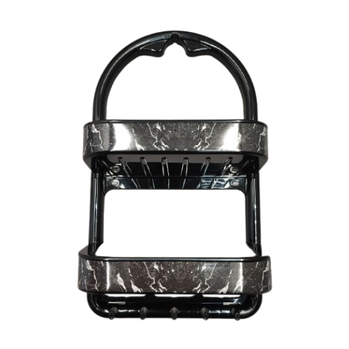 Полка OZER-B-016 для ванной 2-яр прямая черный мрамор 