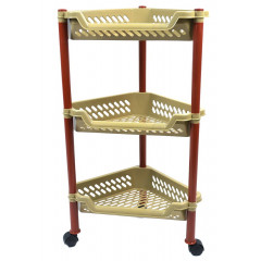 Этажерка угловая 3-яр Акция на колесиках серый