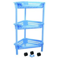 Етажерка кутова 3-яр Кс на коліщатках блакитний