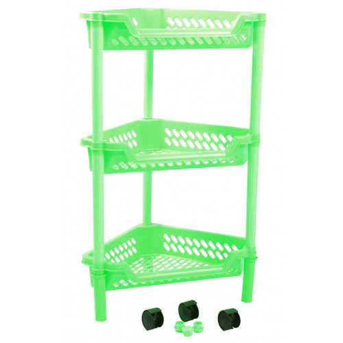 Этажерка угловая 3-яр Кс на колесиках салатовый