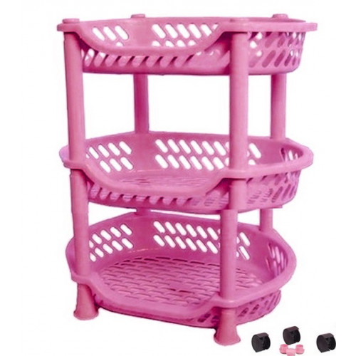 Етажерка овал 3-яр Кс на коліщатках розовий