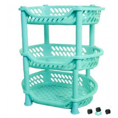 Этажерка овал 3-яр Кс на колесиках бирюза