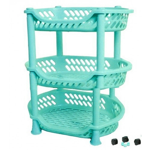 Етажерка овал 3-яр Кс на коліщатках бірюза