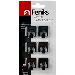 Крючок 1уп-6шт на самоклейке металлический 74303 Квадрат черный