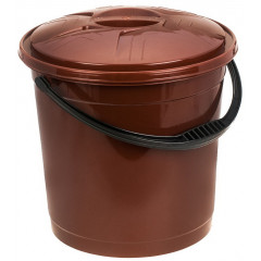 Відро 10л R кольорове з кришкою коричневий