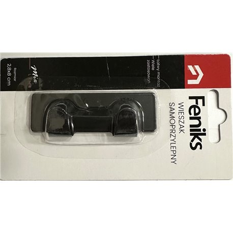 Вешалка самоклейка на планке 2 крючка 74266 на блистере черный