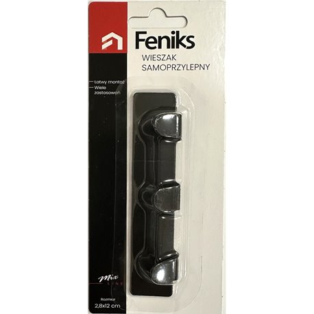 Вешалка самоклейка на планке 3 крючка 74273 на блистере черный