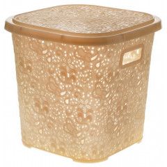 Корзина висока 15л Ажур R з кришкою бежевий