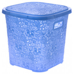 Корзина высокая 15л Ажур R с крышкой голубой