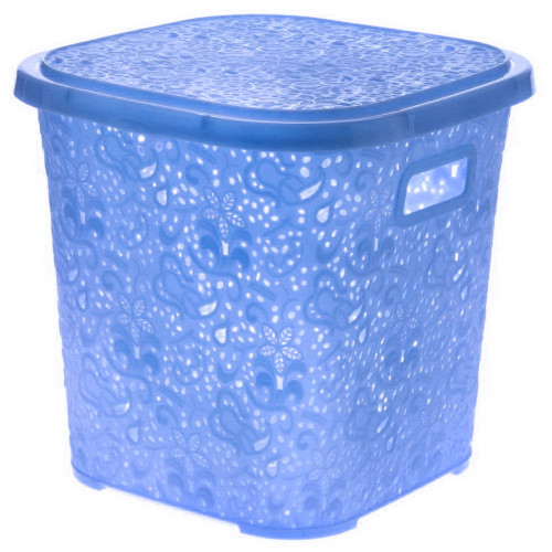 Корзина висока 15л Ажур R з кришкою блакитний