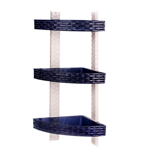 Полка R-plastic ротанг 3-яр угловая пудра-баклажан