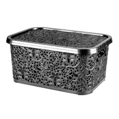 Корзина Ажур R  6л с крышкой металлик