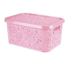 Корзина Ажур R  6л с крышкой пудра