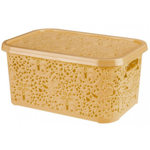 Корзина Ажур R 10л с крышкой бежевый