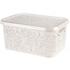 Корзина Ажур R 10л с крышкой белый