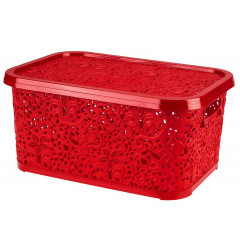 Корзина Ажур R 10л с крышкой красный