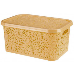 Корзина Ажур R 22л с крышкой бежевый