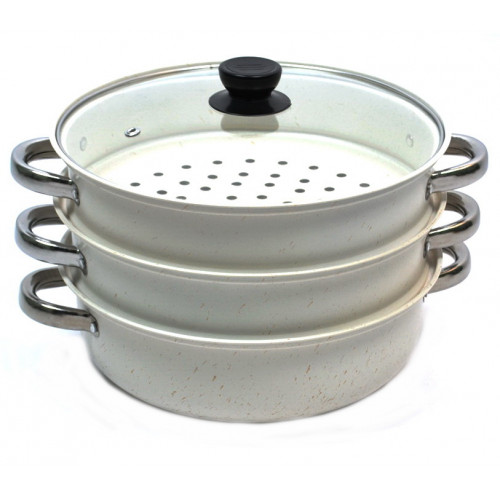 Каструля пароварка 3-х рівнева 2068 мармур 28см