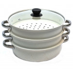Каструля пароварка 3-х рівнева 2068 мармур 28см