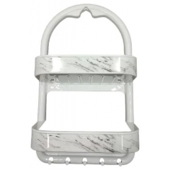 Полка OZER-B-016 для ванной 2-яр прямая белый мрамор 