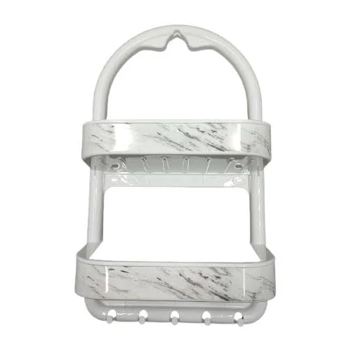 Полка OZER-B-016 для ванной 2-яр прямая белый мрамор 