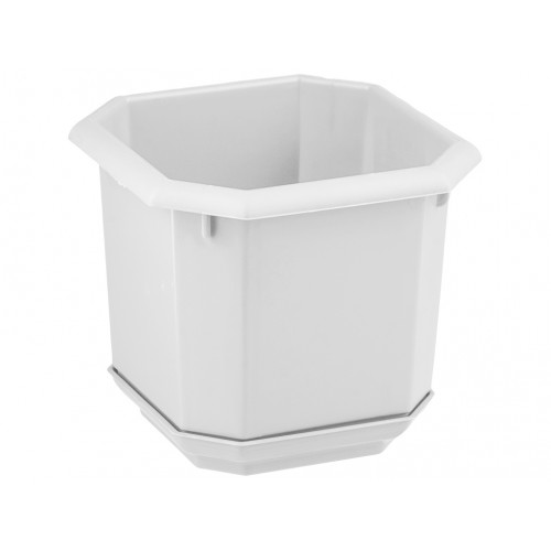 Вазон восьмигранный 150х150 с подставкой белый