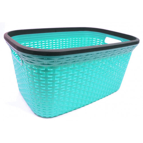 Корзина с рамкой Rattan 40л без крышки 52х36х25см бирюза