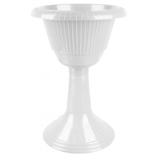 Вазон на высокой ножке №2 белый 0495 430мм 15л