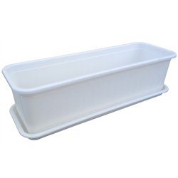 Балконний ящик ВВ візерунок 49х16 з підставкою білий мармур