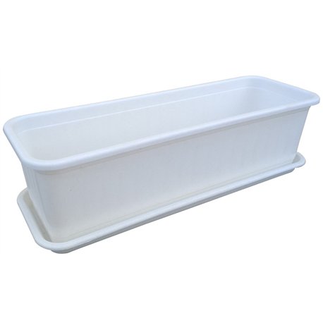 Балконный ящик ВВ узор 49х16 с подставкой белый мрамор 