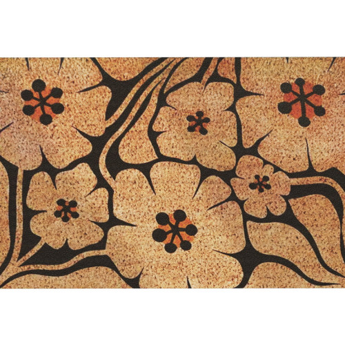 Коврик резина K-603-308 принт 90х60х0,12 Цветы бежевые