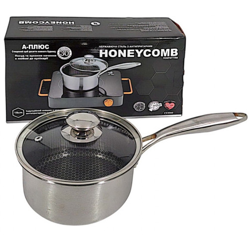 Ковшик 3059 соты 16см крышка стекло в коробке