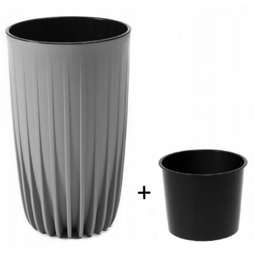 Вазон Мира высокий 300 со вставкой 983-27 серый